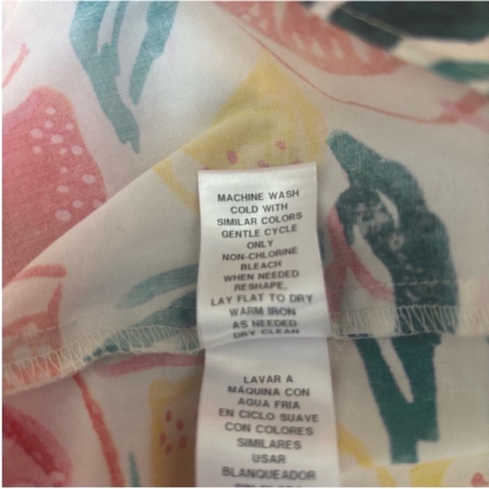 Donna Morgan Floral Dress Citrus Tiered Square Neck Cotton Yellow Red Size 6 - Picture 12 of 13
